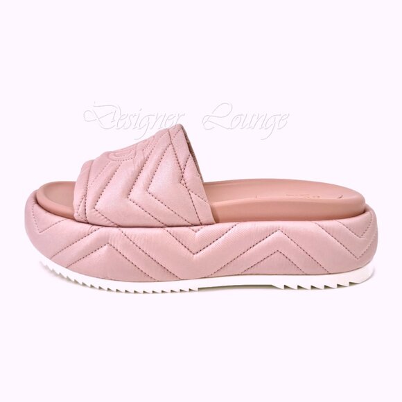 NEW GUCCI Angelina Quilted GG Logo Pink Nylon Platform Sandals EU 39 US 9 - Picture 2 of 11